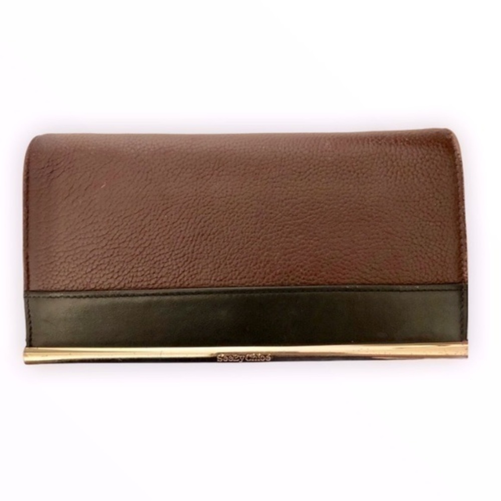 Chloe See by Chole burgundy and black clutch bag